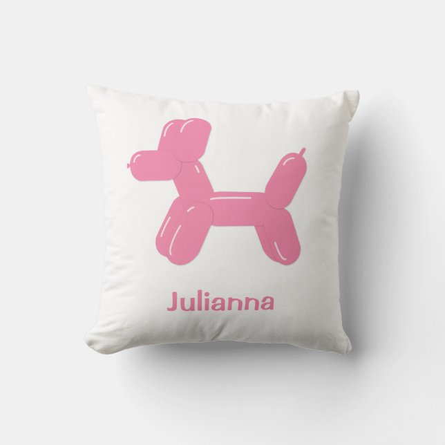 Fun Pink Balloon Animal Dog Pillow (Front)