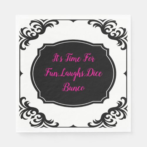 Fun Pink Black White Bunco Dice Party Napkins