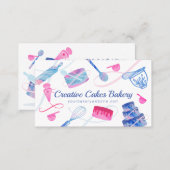 Fun Pink Blue Marble Bakery Cakes Tools & Utensils Business Card (Front/Back)