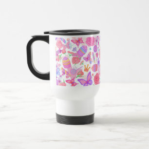 Fun Pink Butterfly, Cupcake, Candy Pattern Travel Mug