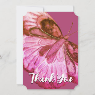 Fun Pink Butterfly Thank You Card