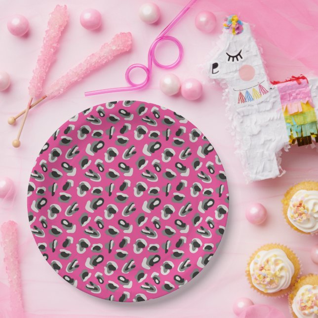 Fun Pink Camo/Animal Print design Paper Plates (Party)