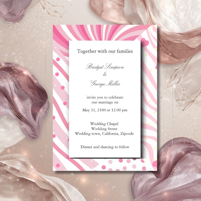 fun pink candy colored abstract wedding invitation (Creator Uploaded)