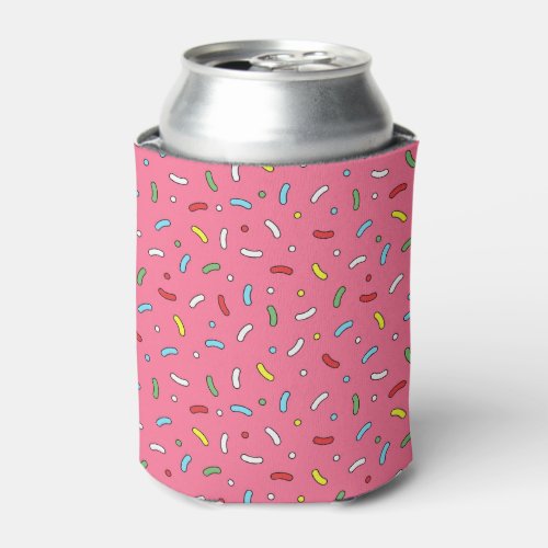 Fun Pink Candy Sprinkles Pattern Can Cooler