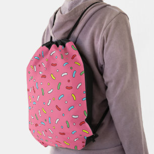 Fun Pink Candy Sprinkles Pattern Drawstring Bag