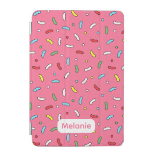 Fun Pink Candy Sprinkles Pattern Personalised iPad Mini Cover