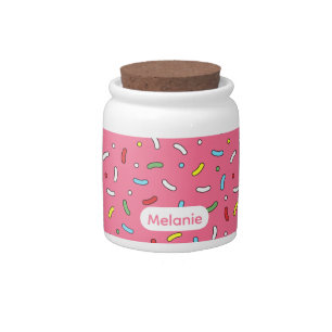 Fun Pink Candy Sprinkles Pattern Personalised Jar