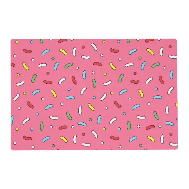 Fun Pink Candy Sprinkles Pattern Placemat (Front)