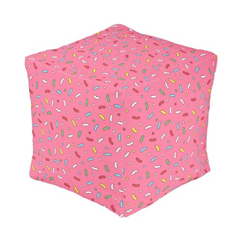 Fun Pink Candy Sprinkles Pattern Pouf