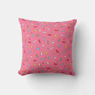 Fun Pink Candy Sprinkles Pattern Throw Pillow