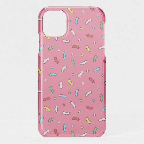 Fun Pink Candy Sprinkles Pattern iPhone 11 Case