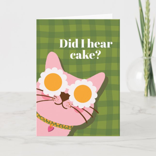 Fun Pink Cat Personalized Birthday Card (Front)