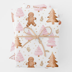 Fun Pink Christmas Sweet Treats Wrapping Paper Sheets