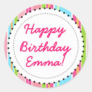 Fun Pink Color Stripes and Dots Stickers