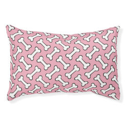 Fun Pink Dog Bed with White Bones Pattern