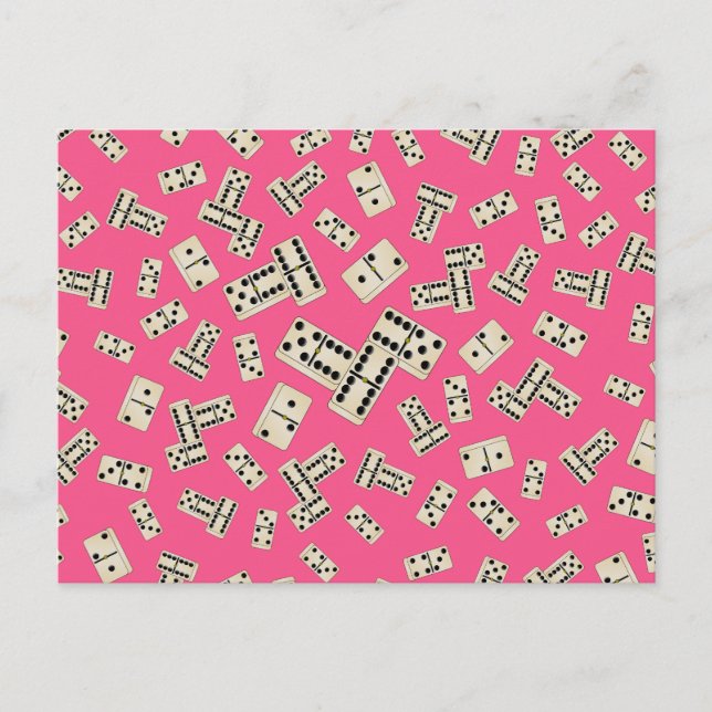 Fun pink domino pattern postcard (Front)