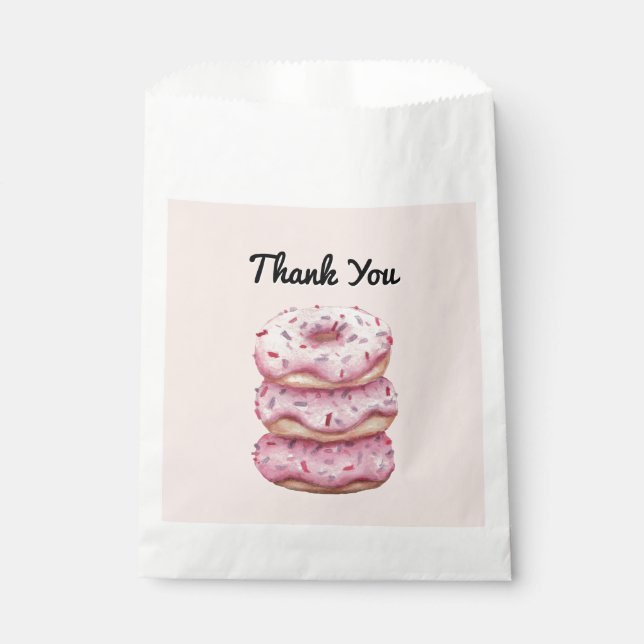 Fun Pink Donut Sprinkles Custom Thank You Favor Bag (Front)