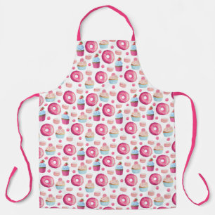 Fun Pink Donuts and Cupcakes Pattern Apron