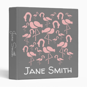 Fun Pink Flamingo bird art 3 Ring Binder