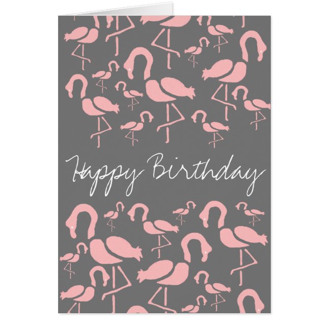 Fun Pink Flamingo bird art Cards (Front)