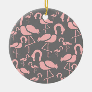 Fun Pink Flamingo bird art Ceramic Ornament