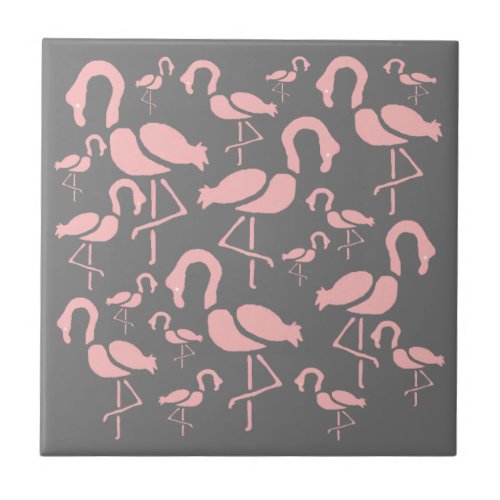 Fun Pink Flamingo bird art Ceramic Tile