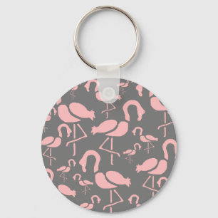 Fun Pink Flamingo bird art Keychain