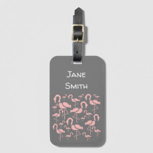 Fun Pink Flamingo bird art Luggage Tag