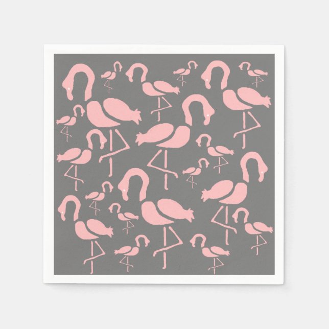 Fun Pink Flamingo bird art Napkins (Front)