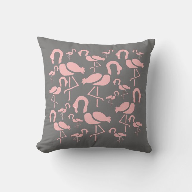 Fun Pink Flamingo bird art Throw Pillow (Front)