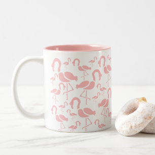 Fun Pink Flamingo bird art Two-Tone Coffee Mug
