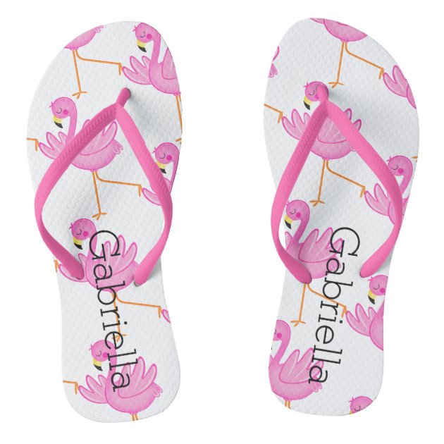 pink flamingo flip flops