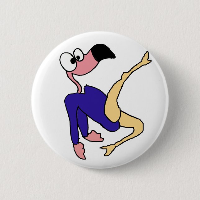 Fun Pink Flamingo Gymnast doing Floor Exercises Pinback Button (Front)