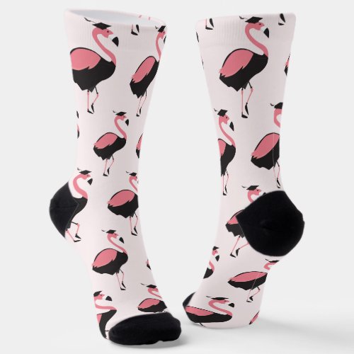 Fun Pink Flamingo Pattern Animal Graduation Socks