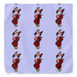 Fun Pink Flamingo Playing the Cello Bandana
