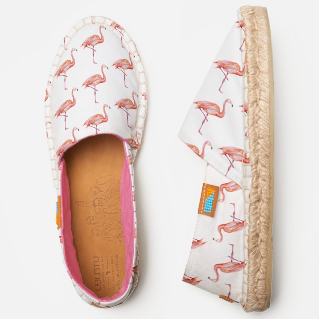 Fun Pink Flamingo Summer Tropical Espadrilles (Side)