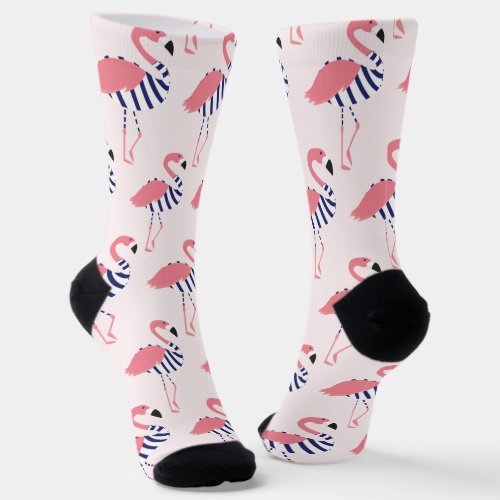 Fun Pink Flamingo Swimsuit Pattern Animal Socks