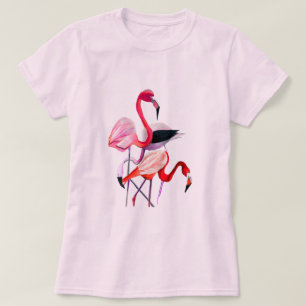 Fun pink flamingo watercolor illustration T-Shirt