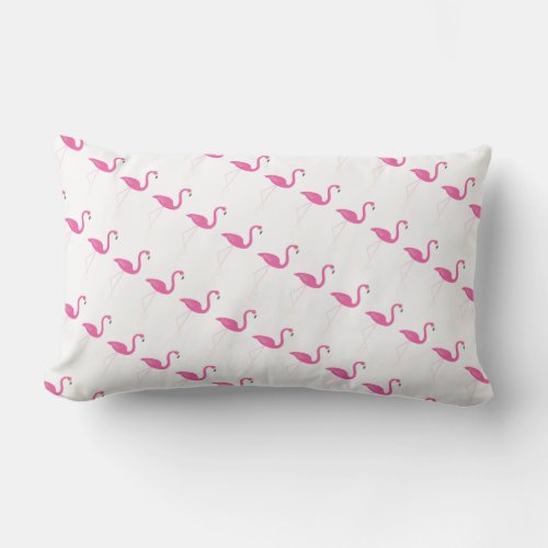 Fun Pink Flamingos on White _ Outdoor Lumbar Pillow
