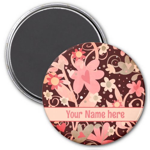 Fun Pink Flowers Personalized Inspirivity Magnet