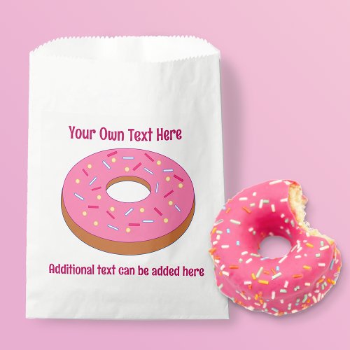 Fun Pink Frosted Ring Donut  _ 2 custom text lines Favor Bag