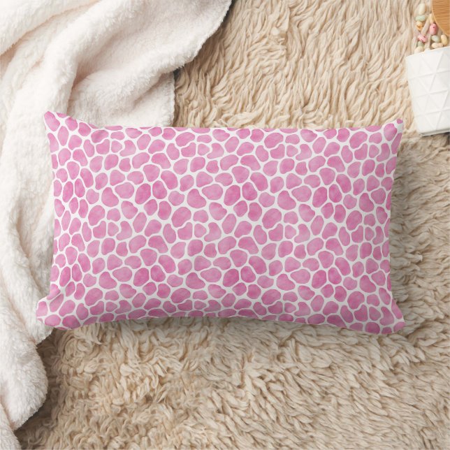 Fun, Pink Giraffe Pattern Lumbar Pillow (Blanket)
