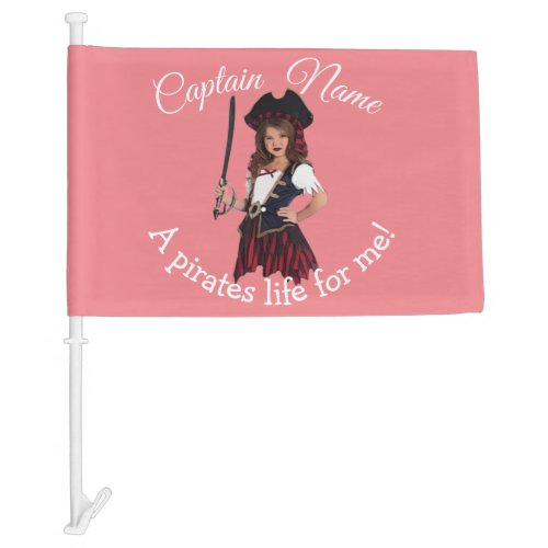 Fun Pink Girl Pirate   Car Flag