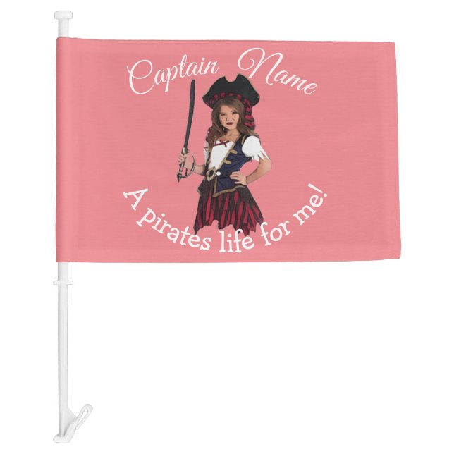 Fun Pink Girl Pirate   Car Flag (Front)