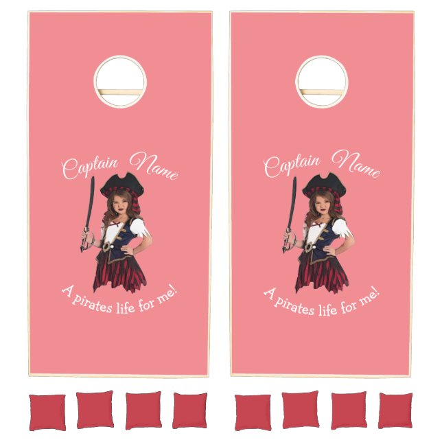 Fun Pink Girl Pirate Cornhole Set (Set)
