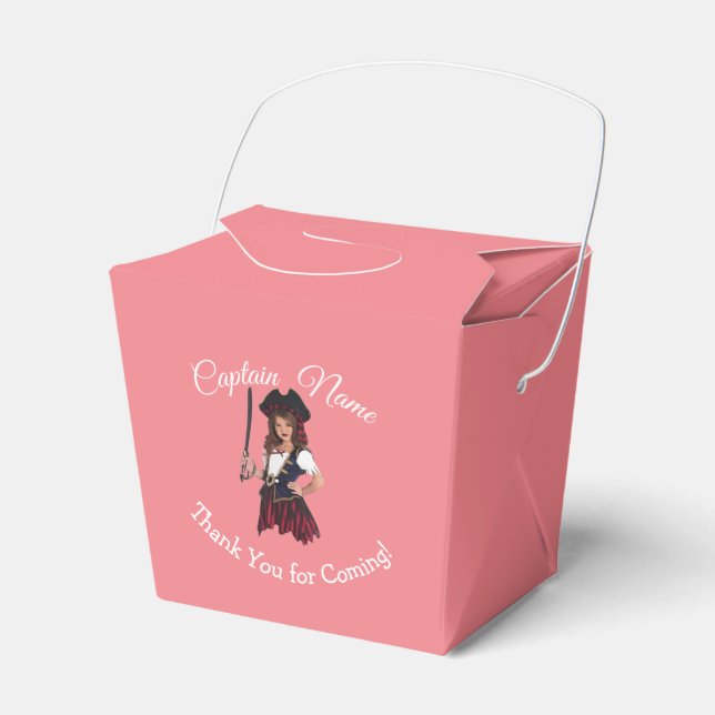 Fun Pink Girl Pirate  Favor Box (Front Side)