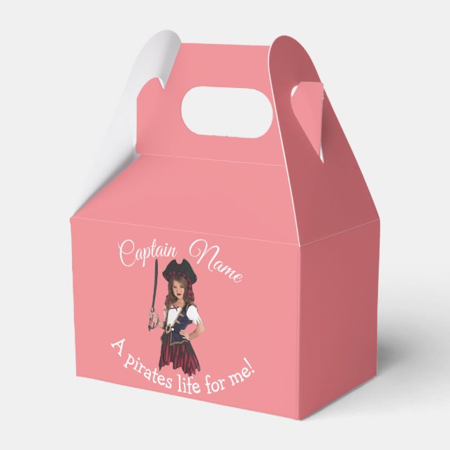 Fun Pink Girl Pirate  Favor Boxes (Front Side)