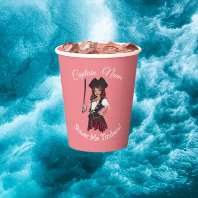 Fun Pink Girl Pirate  Paper Cups (Make your celebration unforgettable with our fun pink girl pirate paper cups)
