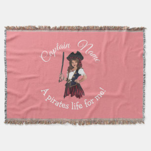 Fun Pink Girl Pirate Throw Blanket