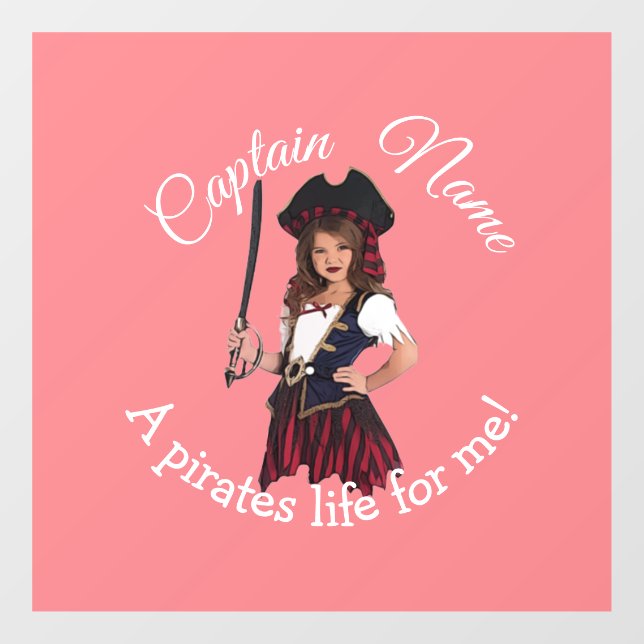 Fun Pink Girl Pirate  Window Cling (Sheet)